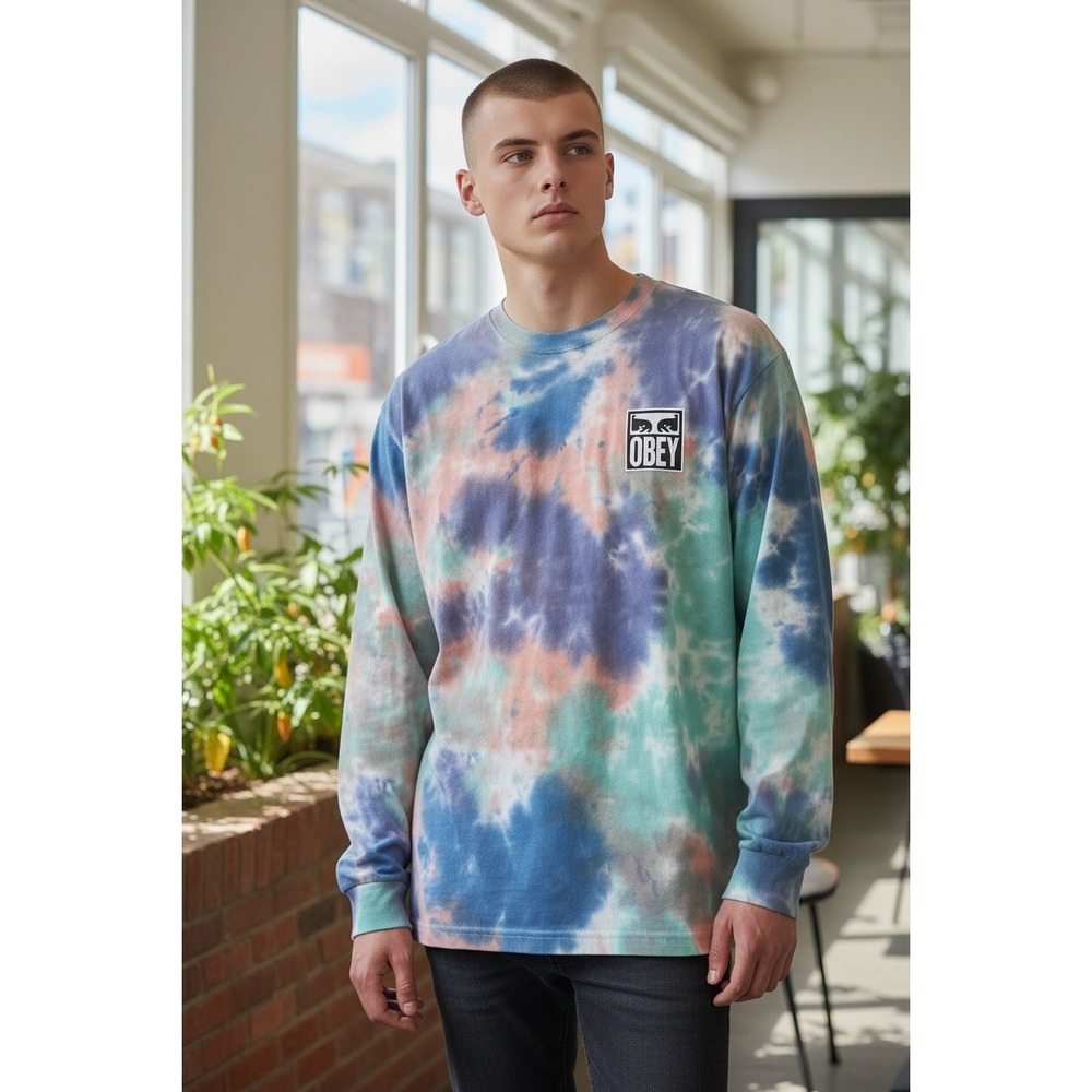 OBEY Tie‎ Dye Long Sleeve T Shirt Men's Size M